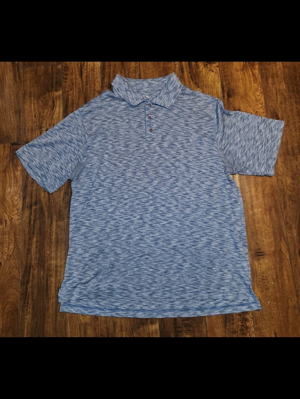 R&R Casual Blue Heathered Pima Cotton Polo Shirt Men's XL